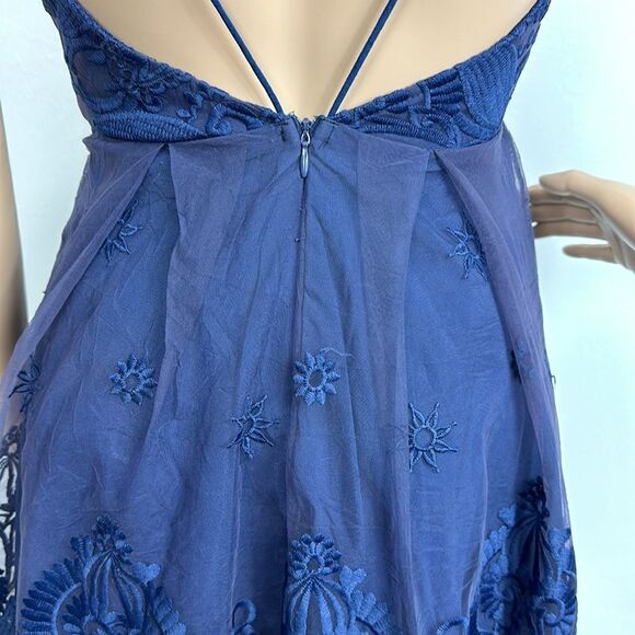 Hello Molly Sleeveless Lace-Up Back Mini Dress In Navy Blue Size 6 - Picture 4 of 10